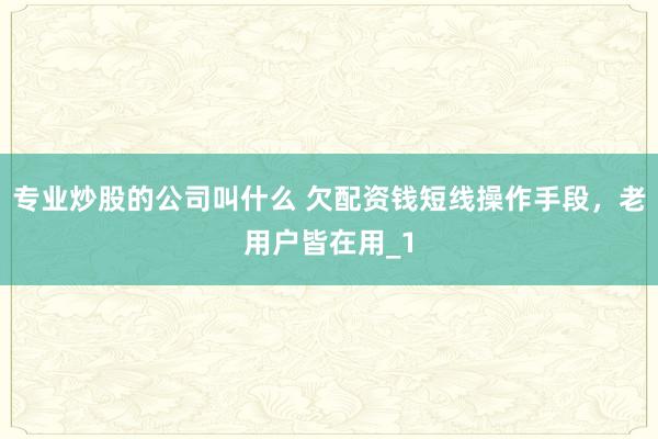 专业炒股的公司叫什么 欠配资钱短线操作手段，老用户皆在用_1