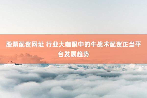 股票配资网址 行业大咖眼中的牛战术配资正当平台发展趋势